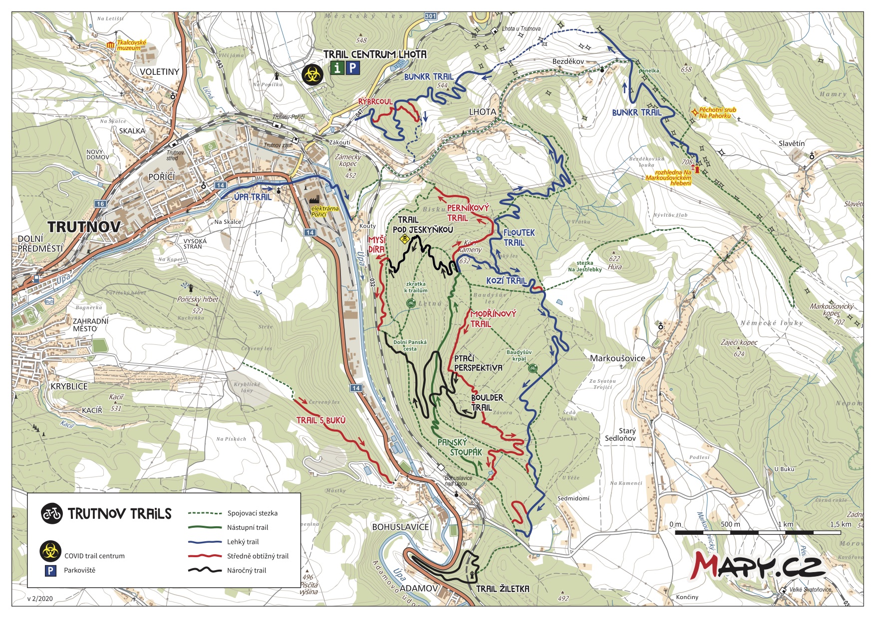 Mapa Trutnov Trails 2020